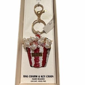 Haute Hippie Beaded Popcorn Bag Charm Keychain